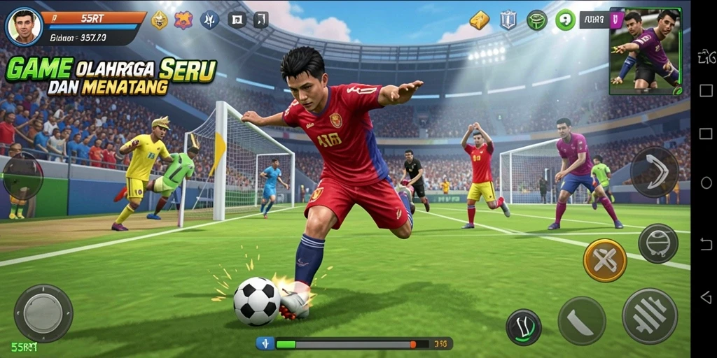 Screenshot gameplay 55RT menampilkan pertandingan olahraga yang intens.