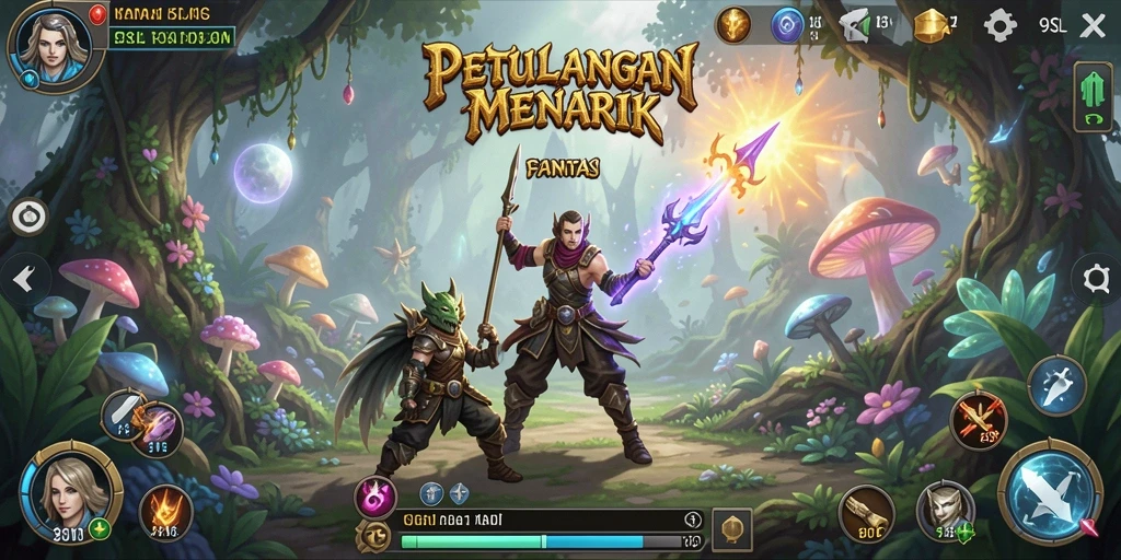 Tangkapan layar utama 9SL menampilkan petualangan seru di dunia fantasi.