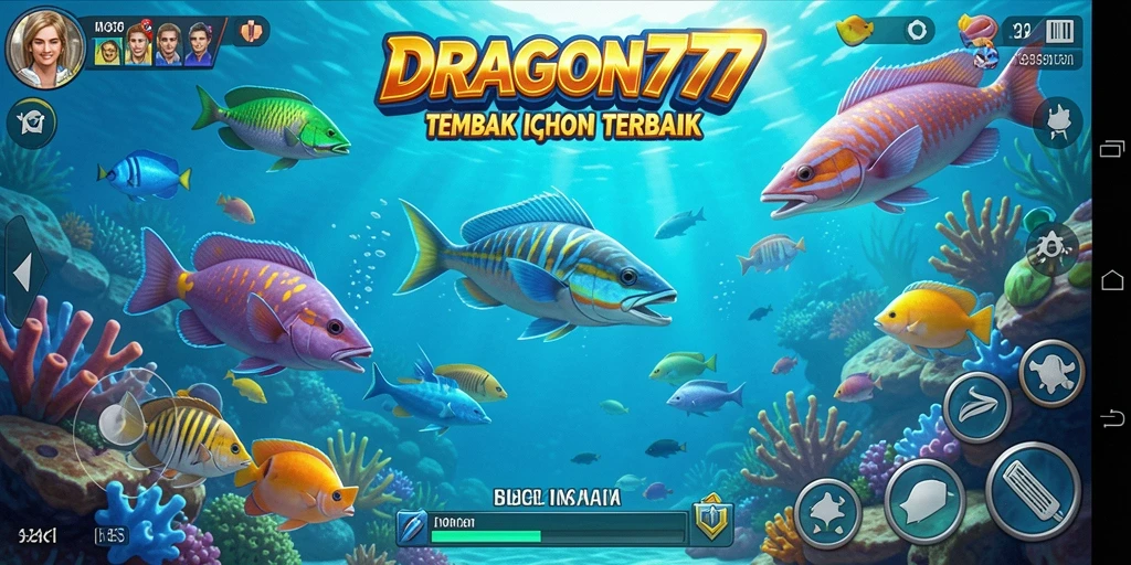 Screenshot gameplay DRAGON777 menampilkan aksi menembak ikan yang seru.