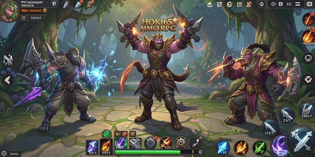 Screenshot gameplay HOKI65 menampilkan aksi pertempuran yang seru di dunia MMORPG.