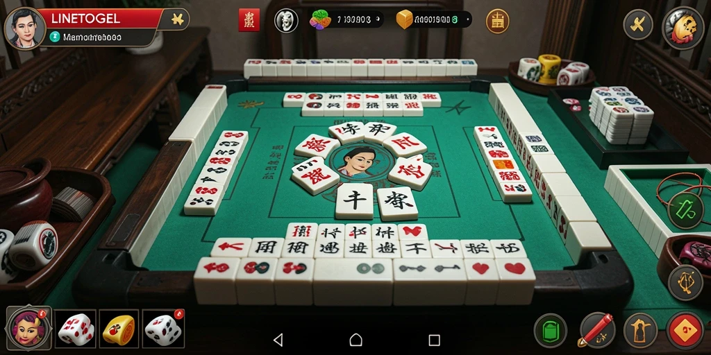 Screenshot utama dari gameplay Mahjong di LINETOGEL yang seru.