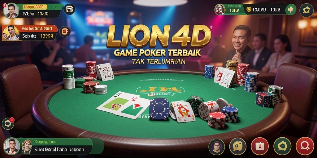 Tampilan gameplay Poker yang mendebarkan di LION4D.