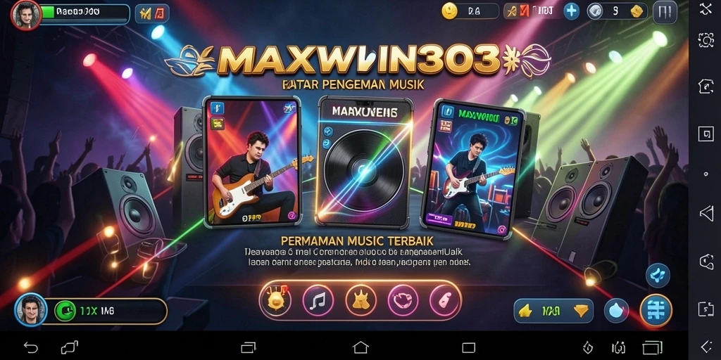 Screenshot permainan MAXWIN303 menampilkan pemain yang menikmati lagu.