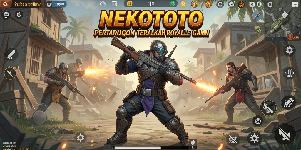 Gameplay seru di NEKOTOTO dengan pertarungan intens Battle Royale.