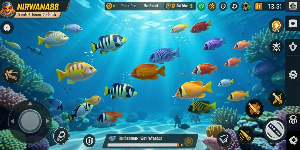 Tampilan gameplay seru NIRWANA88 saat menembak ikan.