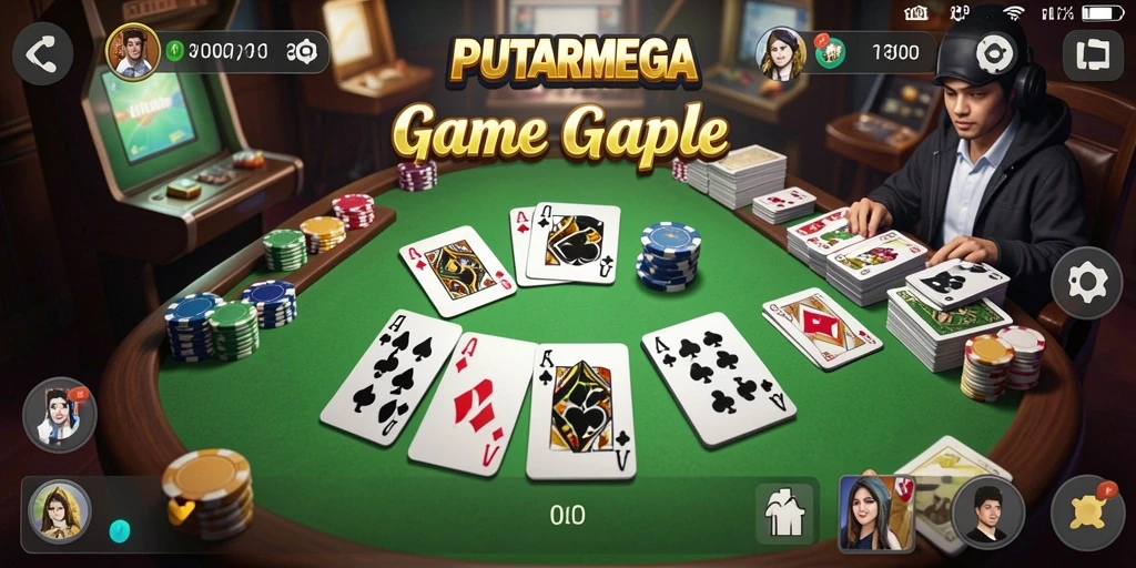 Tampilan gameplay seru dari game Gaple PUTARMEGA.