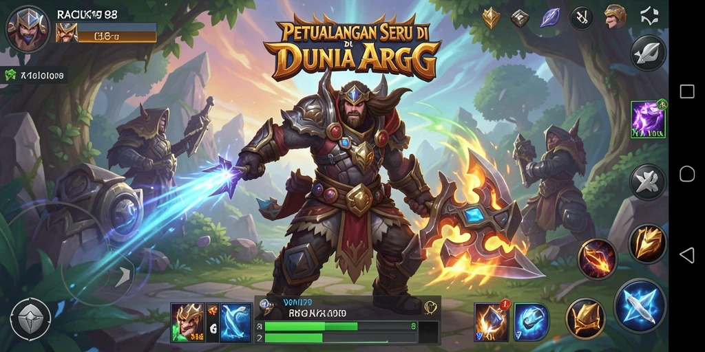 Tangkapan layar gameplay ARPG yang menampilkan pertarungan epik dan petualangan.