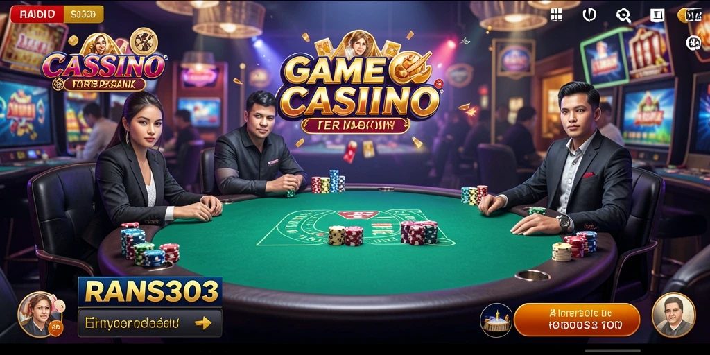 Screenshot RANS303 menampilkan dealer profesional dan permainan Live Casino yang mendebarkan.