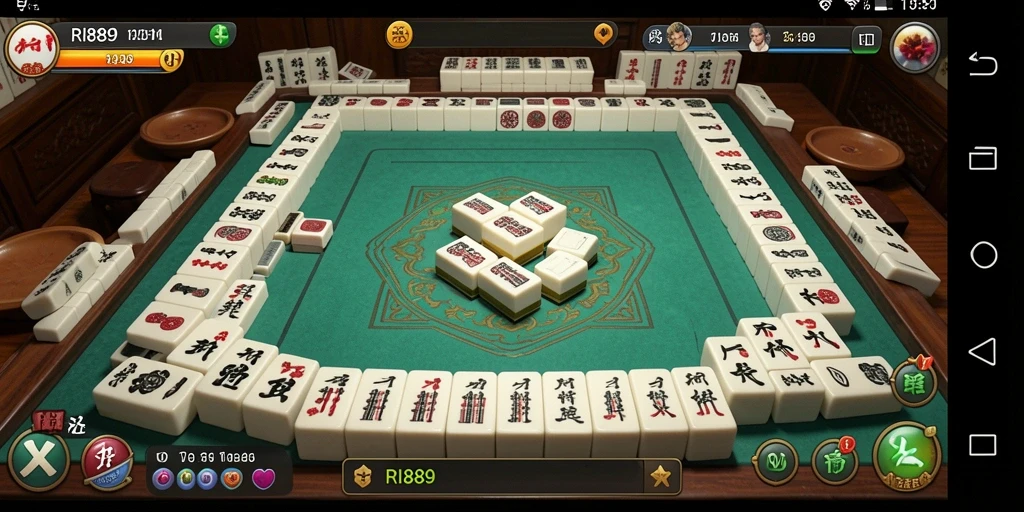 Screenshot utama RI889 menampilkan gameplay Mahjong yang seru dan interaktif.