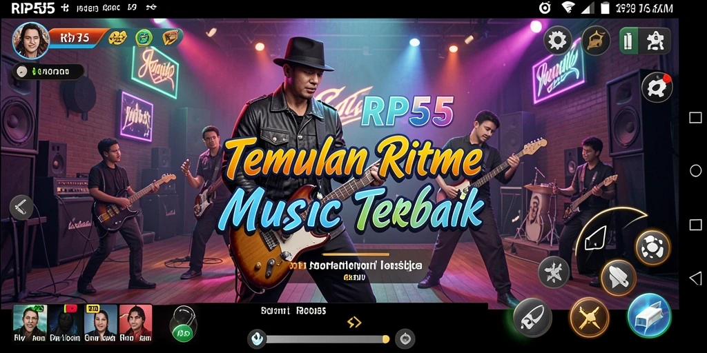 Screenshot RP55 menampilkan gameplay seru dengan instrumen musik.