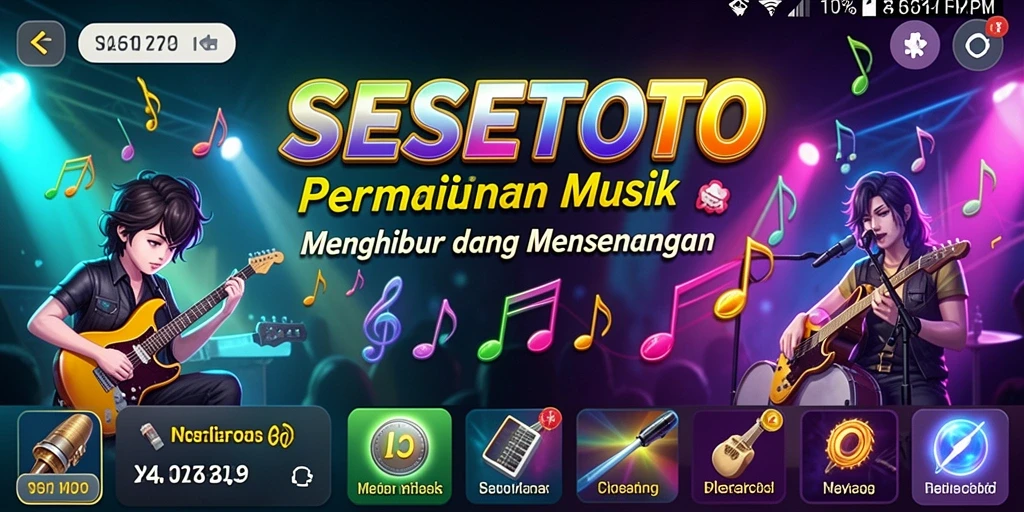 Tampilan gameplay SESETOTO yang seru dengan berbagai tantangan musik.