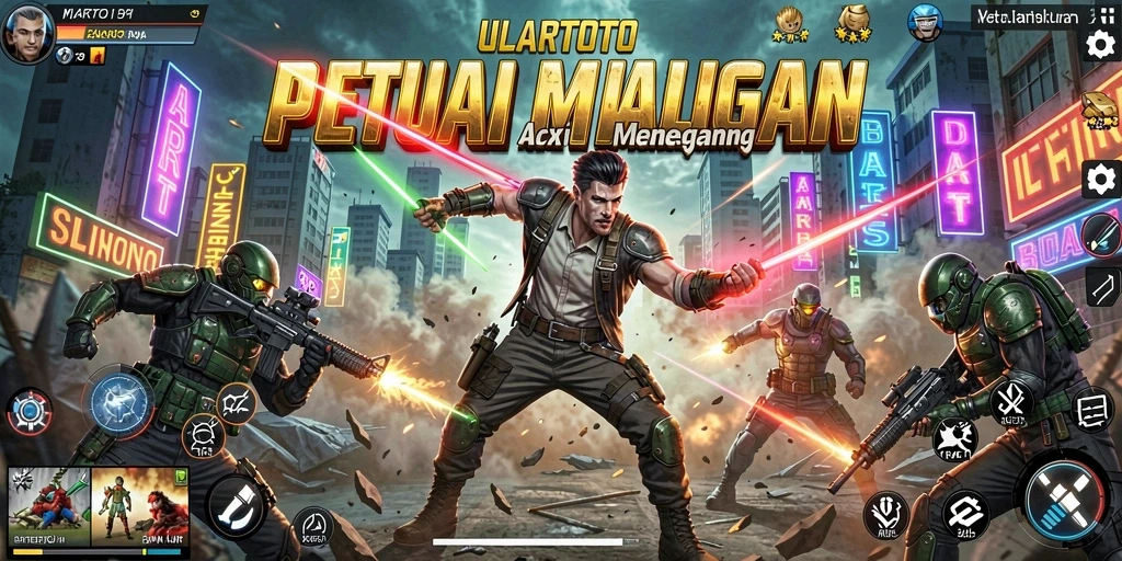 Screenshot utama ULARTOTO menampilkan aksi seru dalam pertarungan.